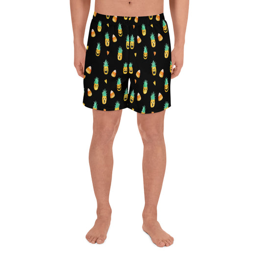 Summerween Too - Men's Candy Corn and Jack-O-Lantern Black Athletic Lounge Shorts