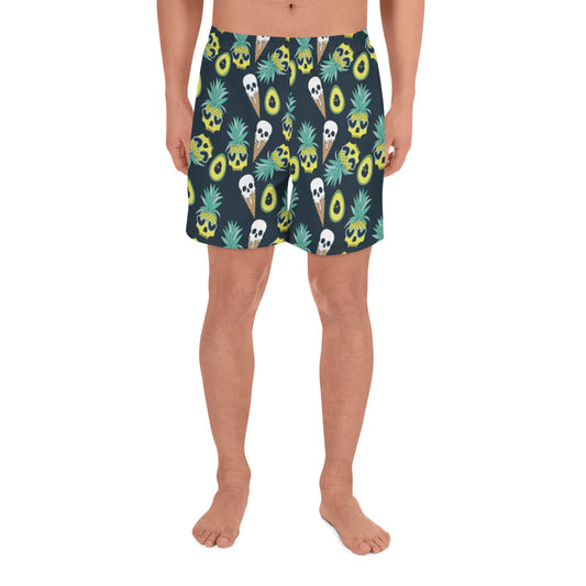 Summerween Too - Men's Ice Cream Skulls and Pineapples Navy Blue Athletic Lounge Shorts