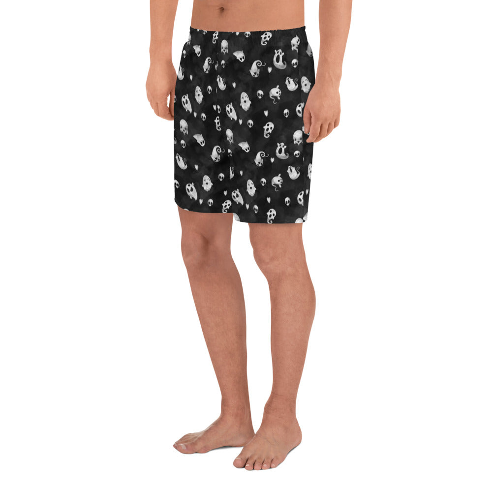 Ghosts and Hearts - Men's Black Athletic Lounge Shorts