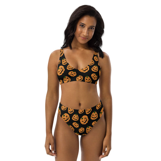 Women's Recycled Jack-O-Lantern High-Waisted Two-Piece Swimsuit