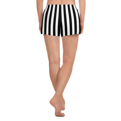 Beetlejuice Stripes - Women's Black and White Striped Athletic Lounge Shorts