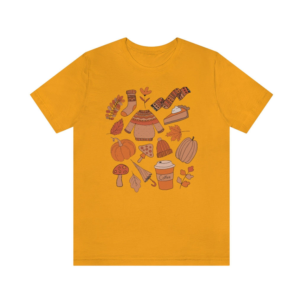 Pumpkin Spice And Mushrooms Fall Doodles Tee - Unisex Shirt