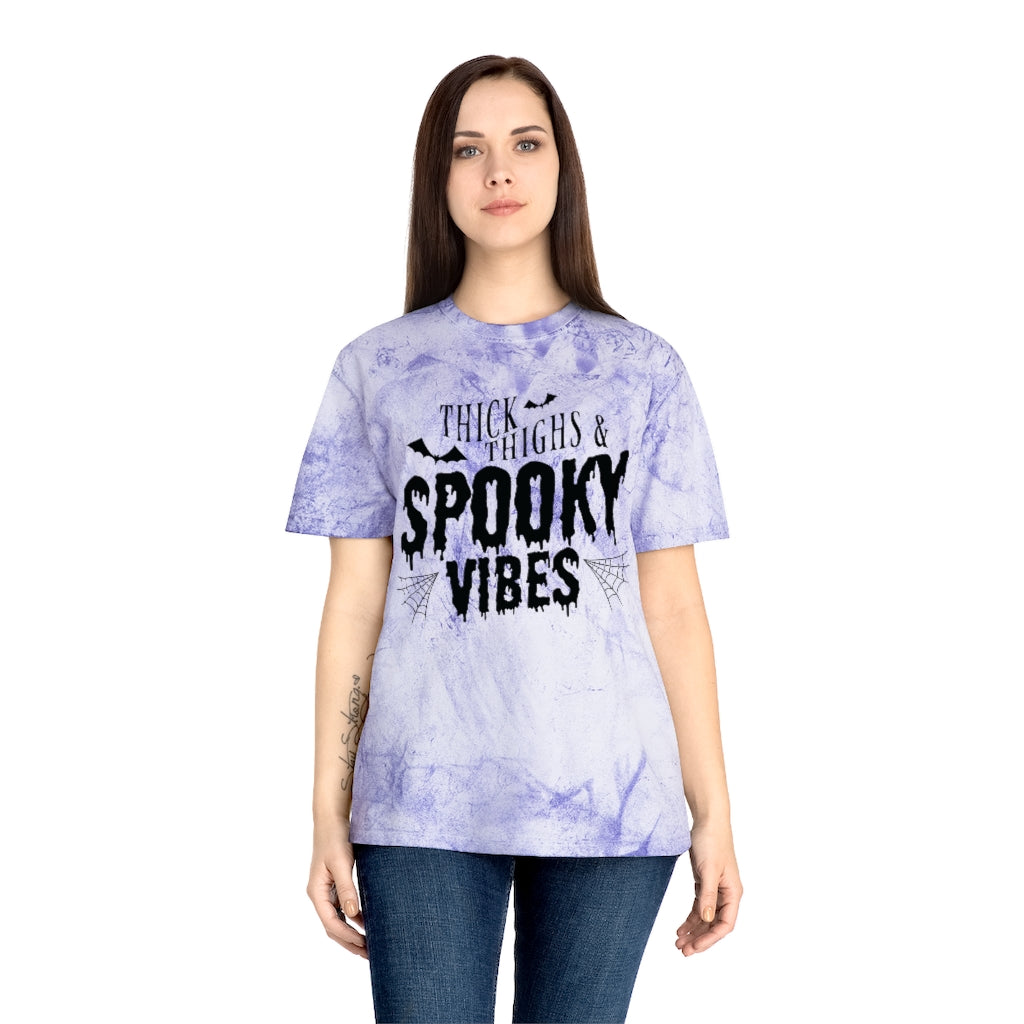 "Thick Thighs & Spooky Vibes" Colorblast Tee - Unisex Shirt
