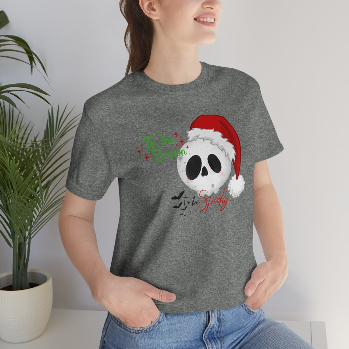 "Tis the Season to be Spooky'" Skull Santa Christmas Tee - Unisex Shirt