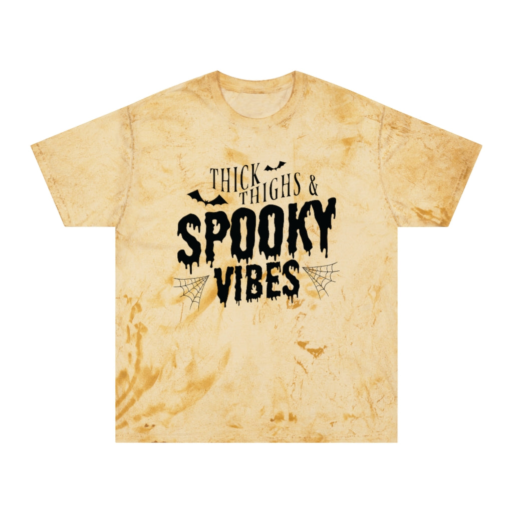 "Thick Thighs & Spooky Vibes" Colorblast Tee - Unisex Shirt