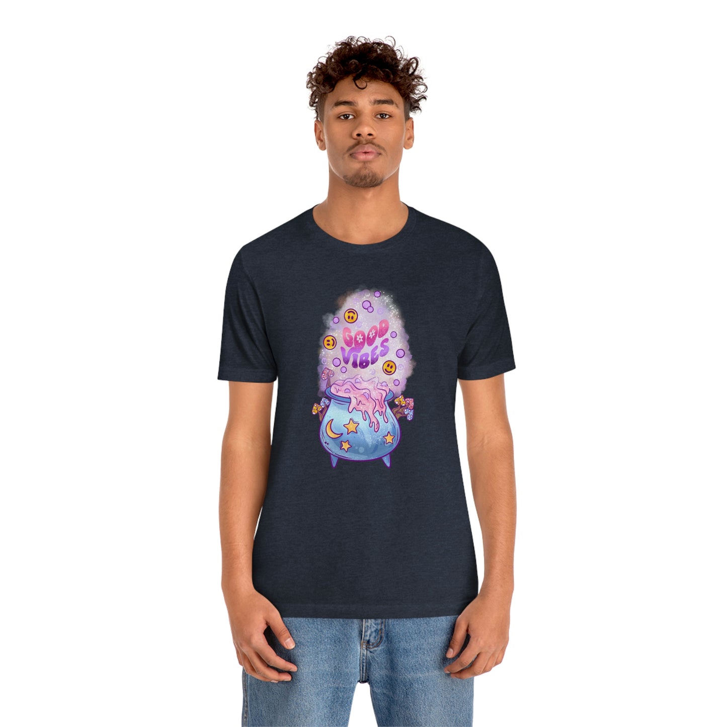 Witchy Good Vibes Smiley Cauldron Tee - Unisex Shirt