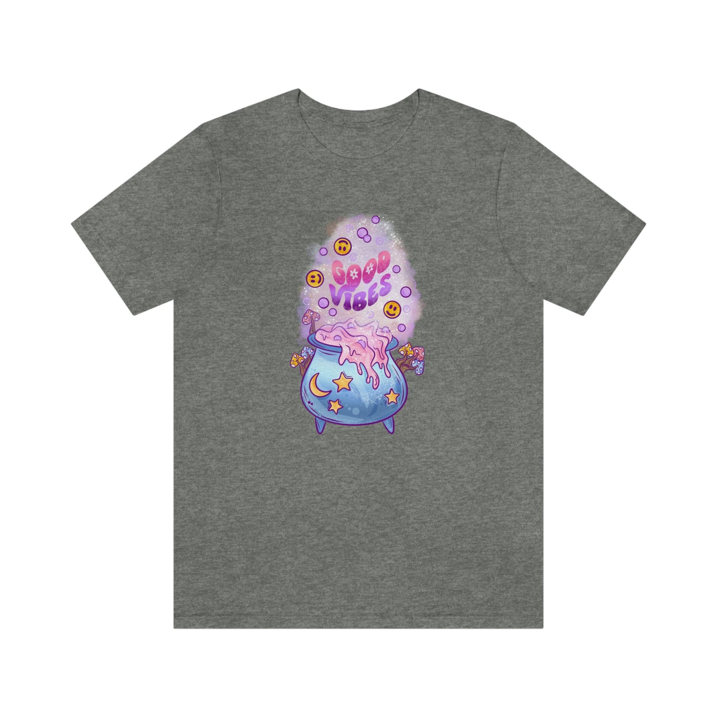 Witchy Good Vibes Smiley Cauldron Tee - Unisex Shirt