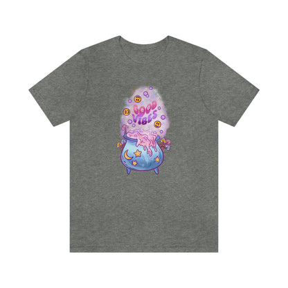 Witchy Good Vibes Smiley Cauldron Tee - Unisex Shirt