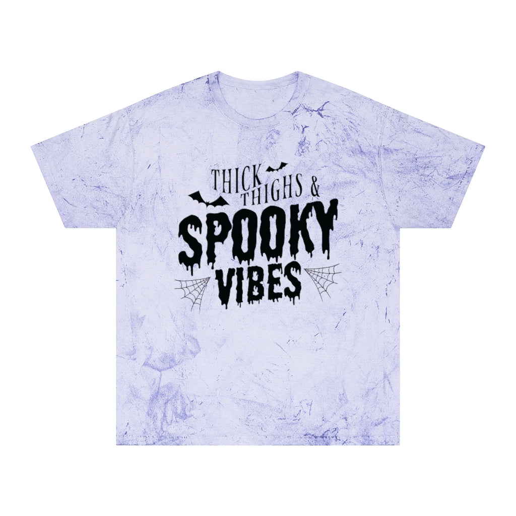 "Thick Thighs & Spooky Vibes" Colorblast Tee - Unisex Shirt