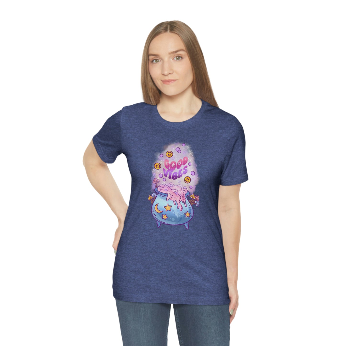 Witchy Good Vibes Smiley Cauldron Tee - Unisex Shirt