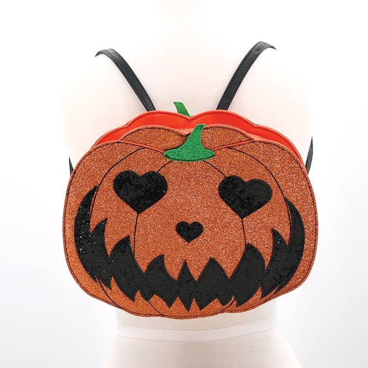 Sparkling Heart-Eyed Jack O' Lantern Backpack