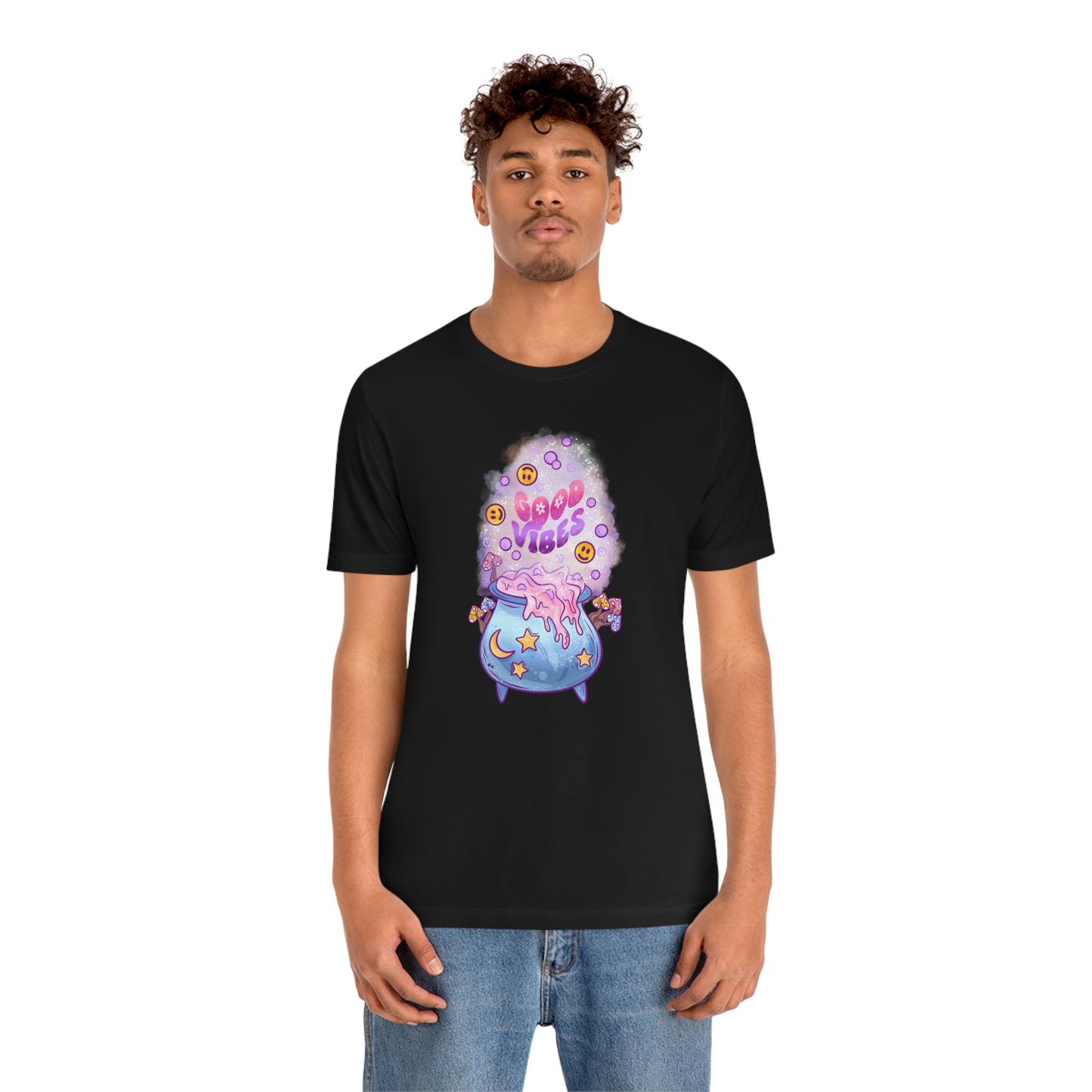 Witchy Good Vibes Smiley Cauldron Tee - Unisex Shirt