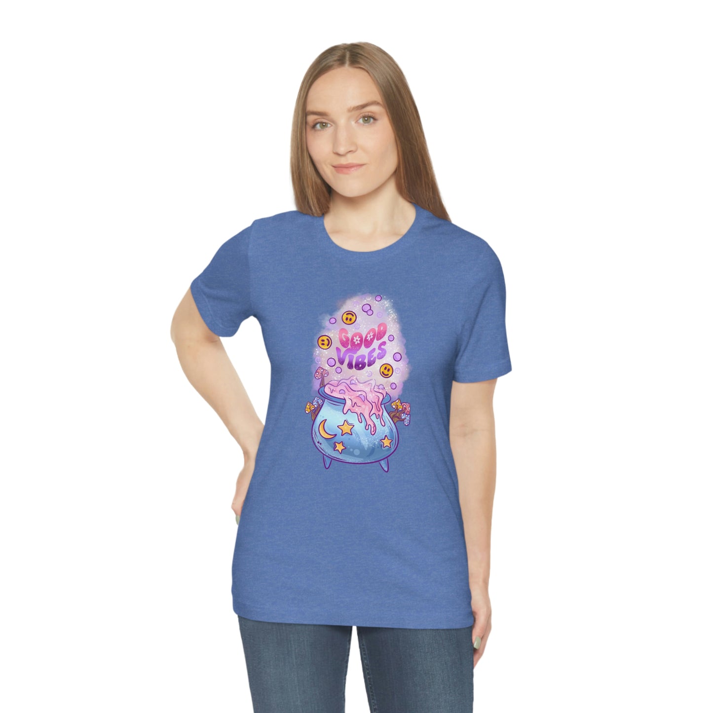 Witchy Good Vibes Smiley Cauldron Tee - Unisex Shirt