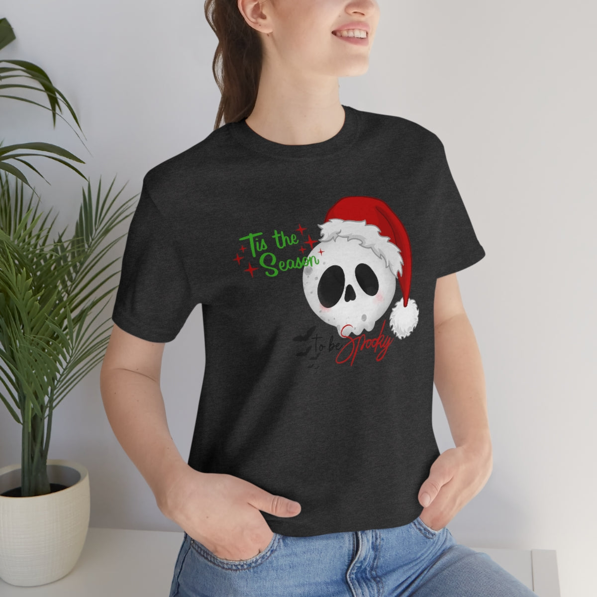 "Tis the Season to be Spooky'" Skull Santa Christmas Tee - Unisex Shirt