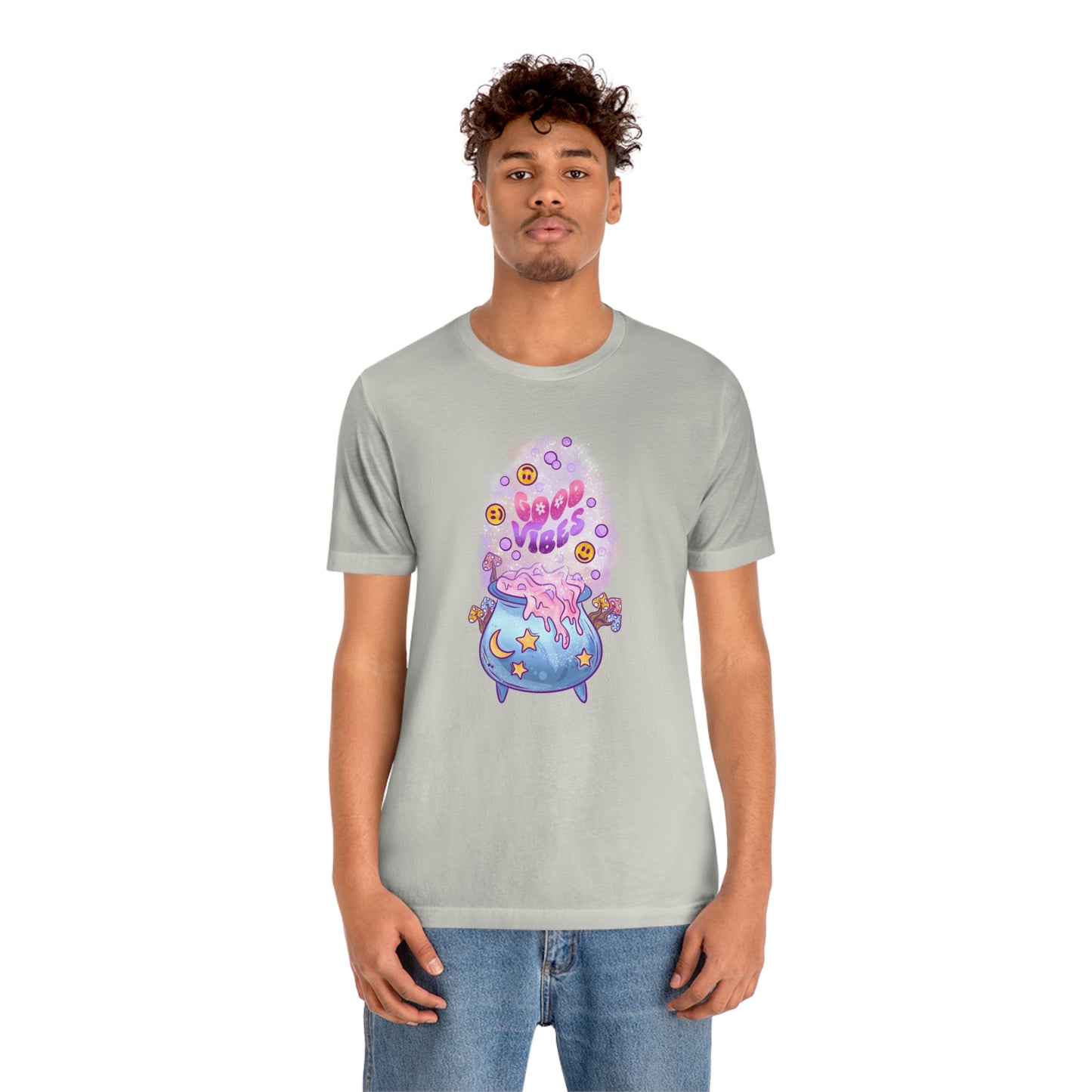 Witchy Good Vibes Smiley Cauldron Tee - Unisex Shirt