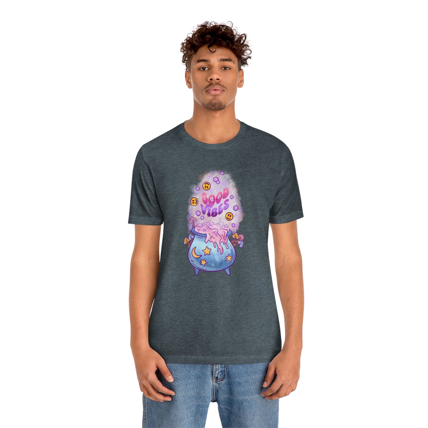Witchy Good Vibes Smiley Cauldron Tee - Unisex Shirt
