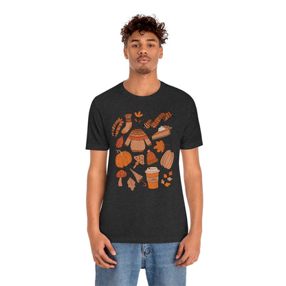 Pumpkin Spice And Mushrooms Fall Doodles Tee - Unisex Shirt