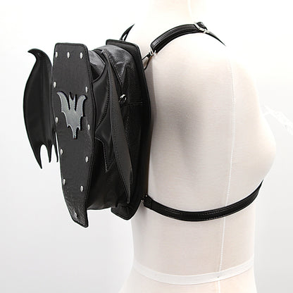 Black Vinyl Bat Coffin Backpack Handbag