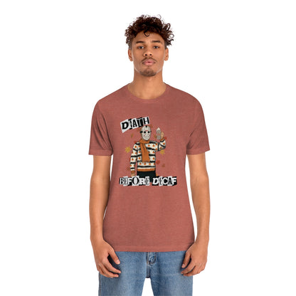 "Death Before Decaf" Horror Jason Tee - Unisex Shirt