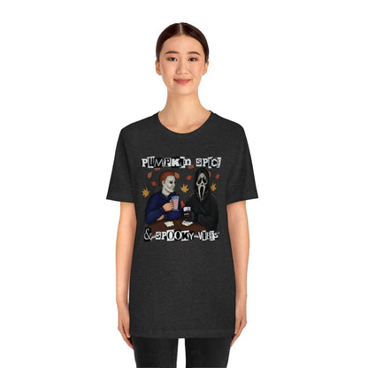 "Pumpkin Spice & Spooky Vibes" Horror Movie Tee - Unisex Shirt
