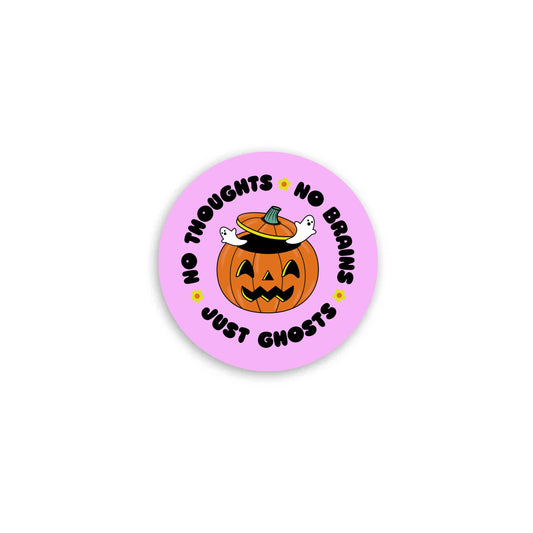 "No Thoughts No Brains Just Ghosts" Mini Sticker (Krystan Saint Cat)