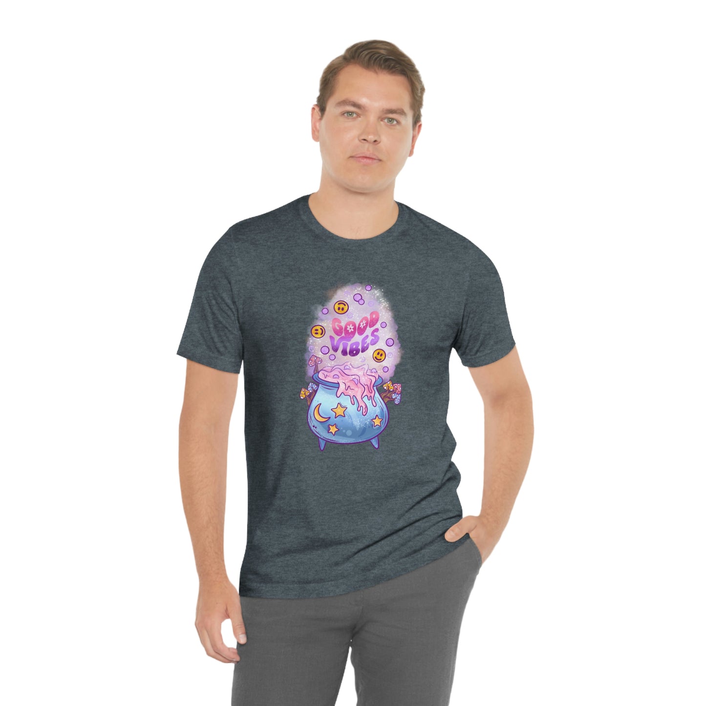 Witchy Good Vibes Smiley Cauldron Tee - Unisex Shirt