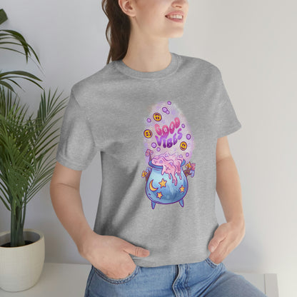 Witchy Good Vibes Smiley Cauldron Tee - Unisex Shirt