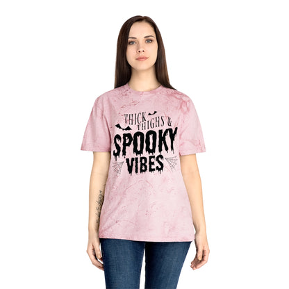 "Thick Thighs & Spooky Vibes" Colorblast Tee - Unisex Shirt