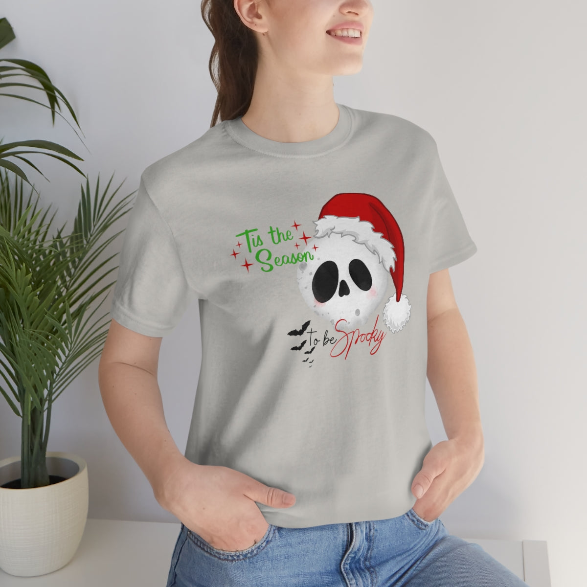 "Tis the Season to be Spooky'" Skull Santa Christmas Tee - Unisex Shirt