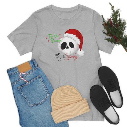 "Tis the Season to be Spooky'" Skull Santa Christmas Tee - Unisex Shirt