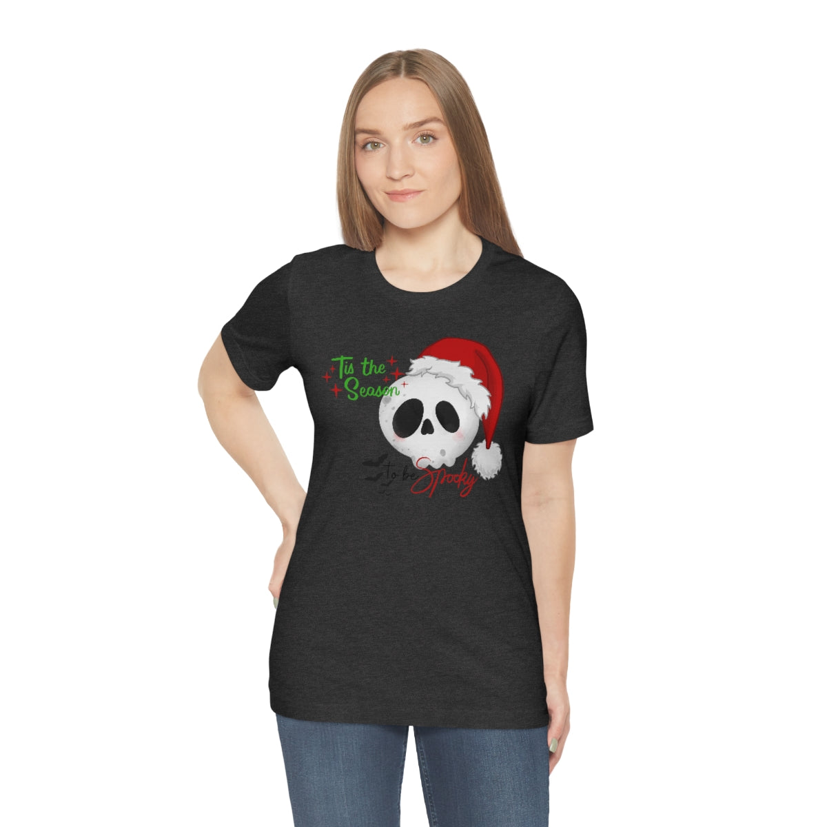 "Tis the Season to be Spooky'" Skull Santa Christmas Tee - Unisex Shirt