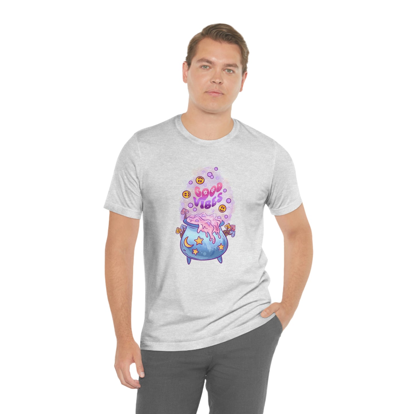 Witchy Good Vibes Smiley Cauldron Tee - Unisex Shirt