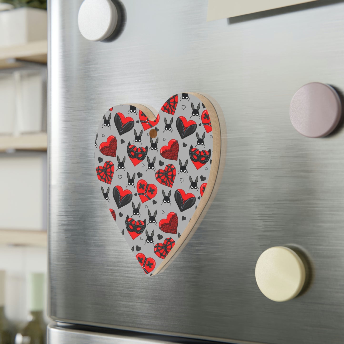 Kinky Valentine - Red And Black Wooden Ornament/Magnet