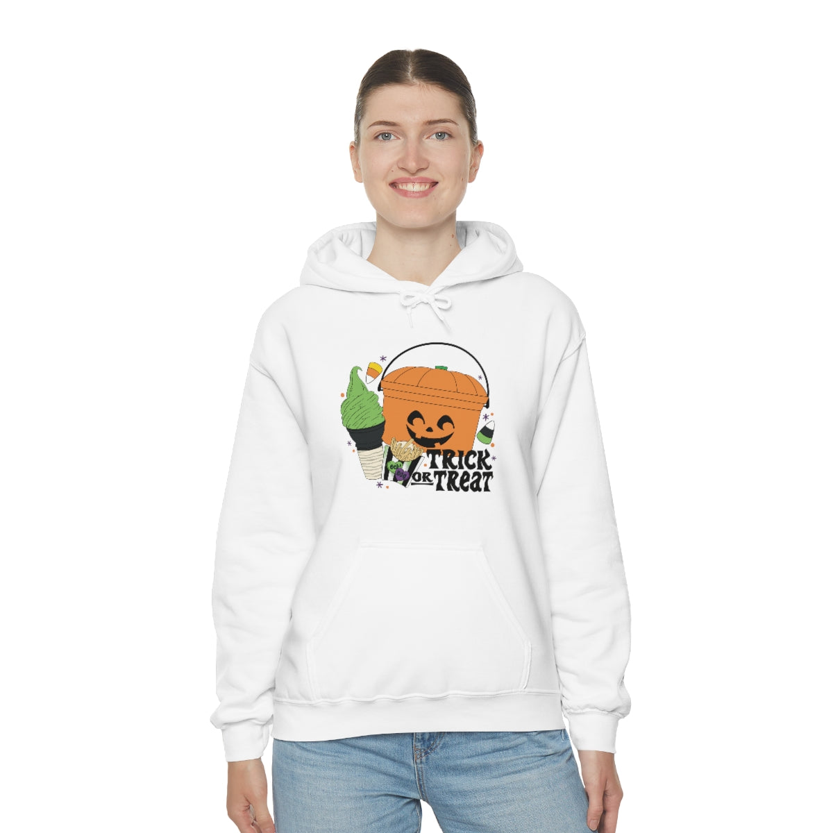 Vintage Halloween Buckets "Trick or Treat" Hooded Sweatshirt