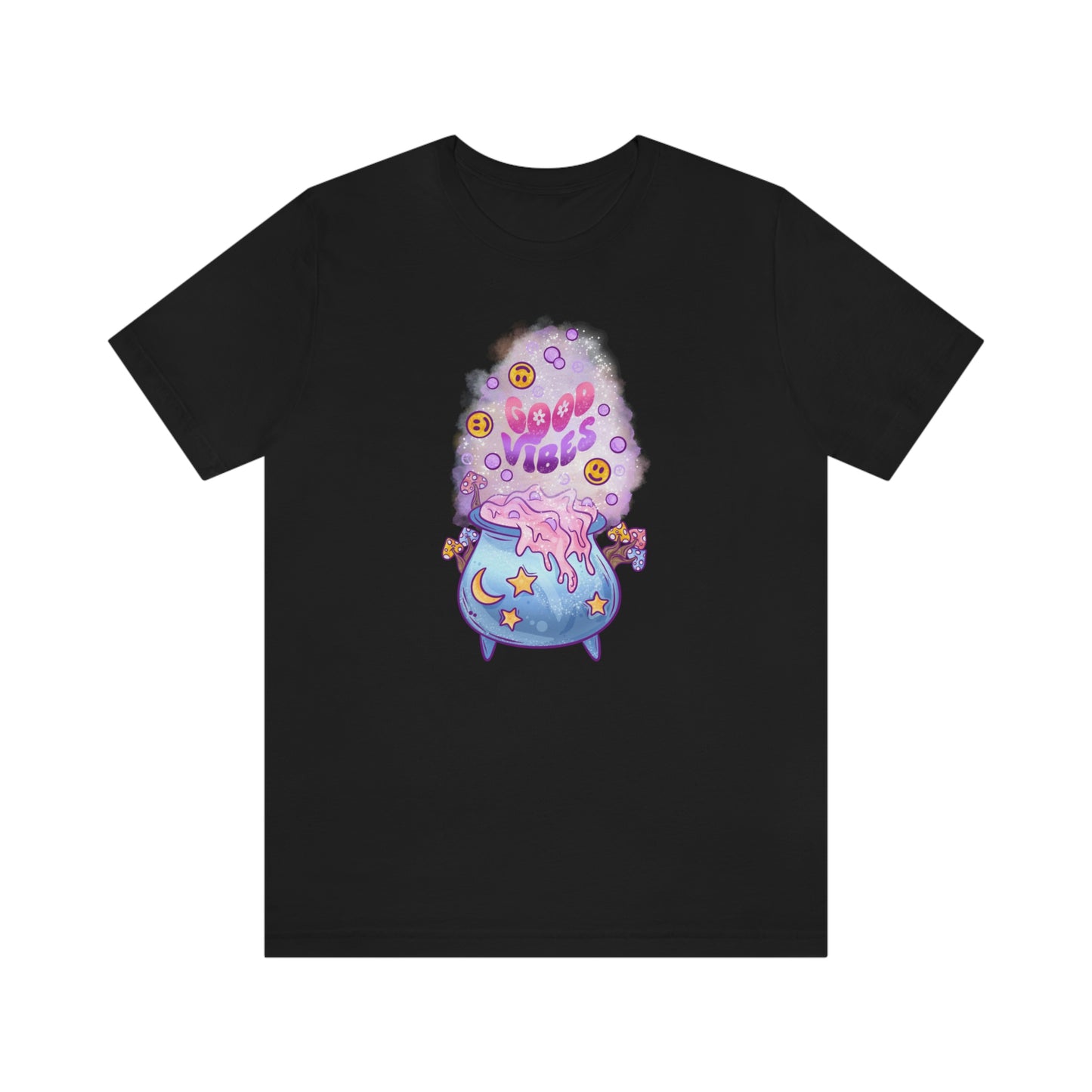 Witchy Good Vibes Smiley Cauldron Tee - Unisex Shirt