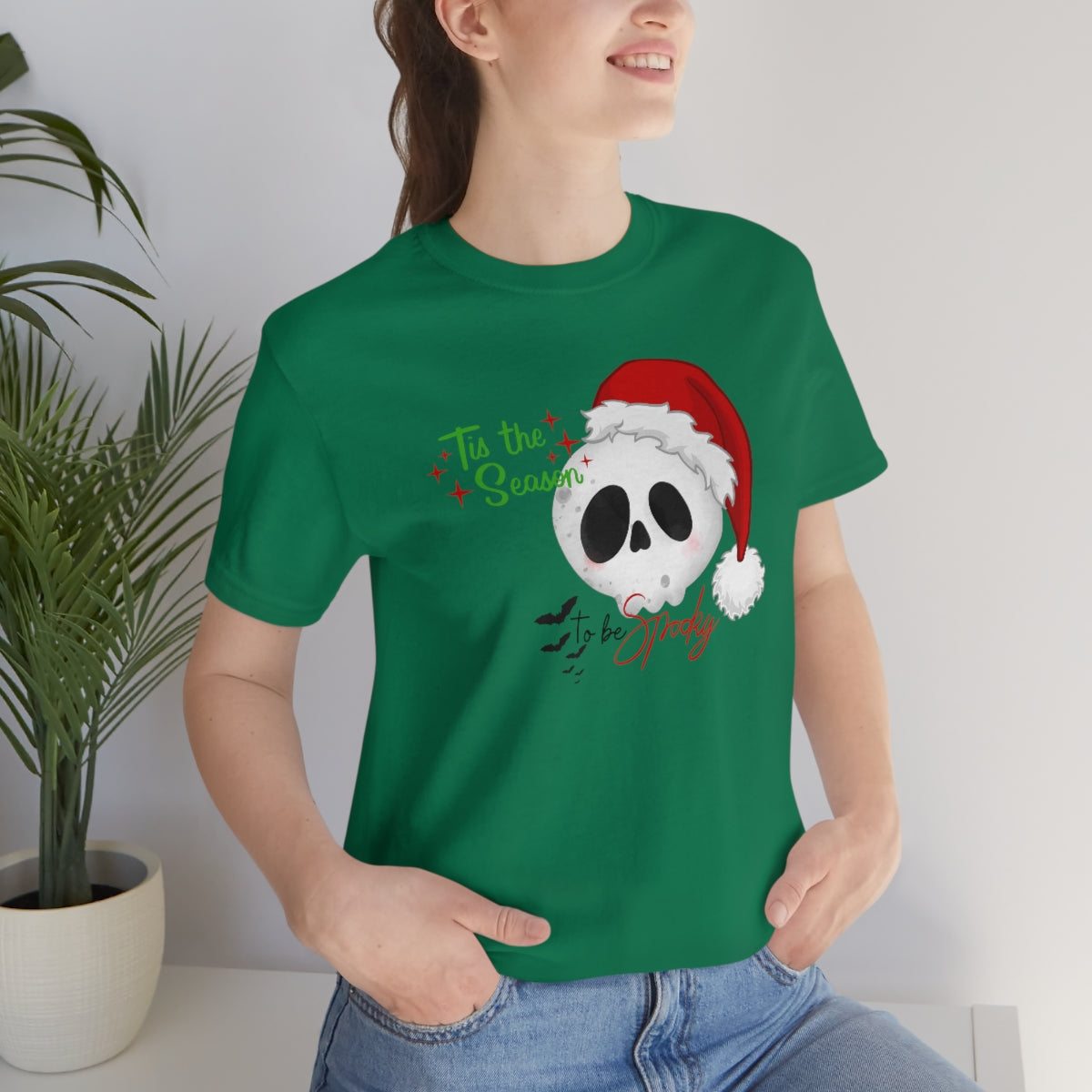 "Tis the Season to be Spooky'" Skull Santa Christmas Tee - Unisex Shirt