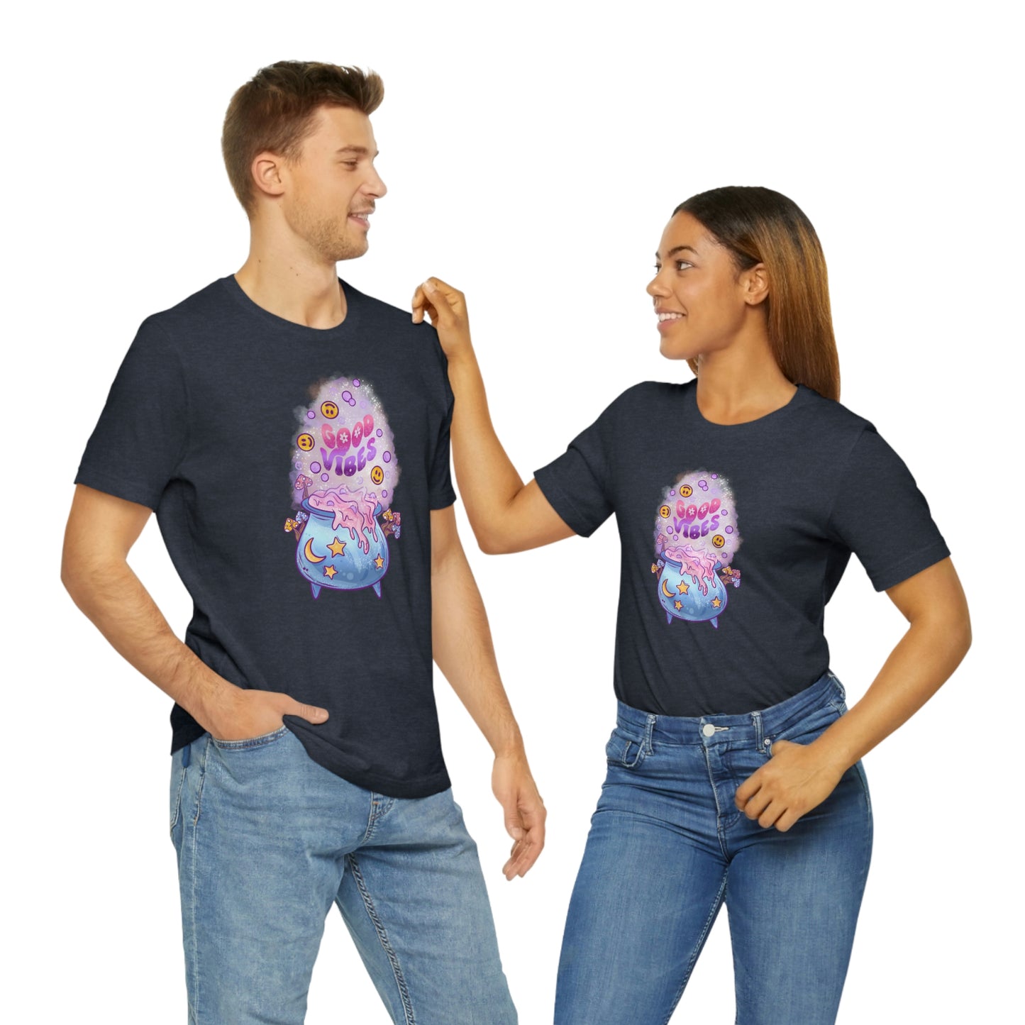 Witchy Good Vibes Smiley Cauldron Tee - Unisex Shirt