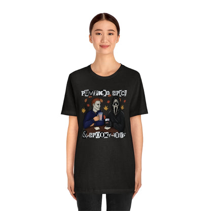 "Pumpkin Spice & Spooky Vibes" Horror Movie Tee - Unisex Shirt