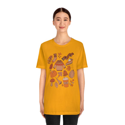 Pumpkin Spice And Mushrooms Fall Doodles Tee - Unisex Shirt