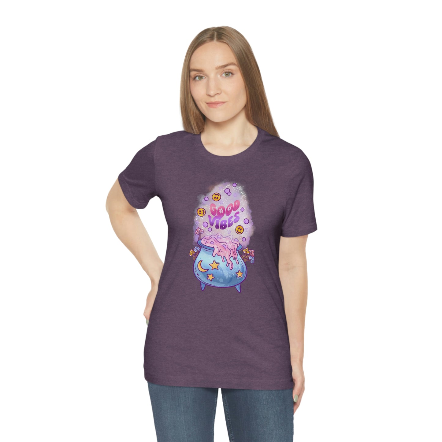 Witchy Good Vibes Smiley Cauldron Tee - Unisex Shirt