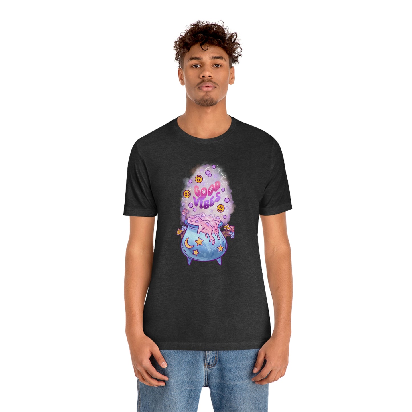 Witchy Good Vibes Smiley Cauldron Tee - Unisex Shirt