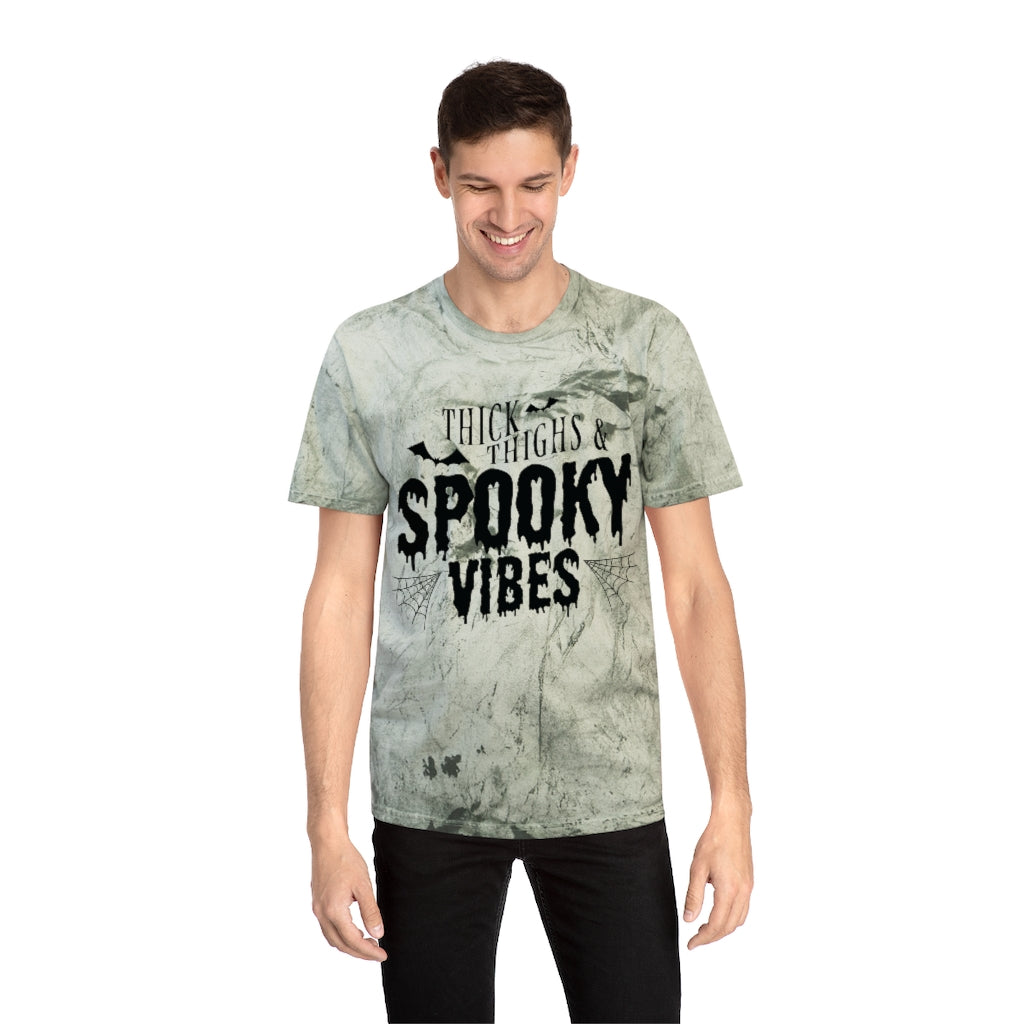 "Thick Thighs & Spooky Vibes" Colorblast Tee - Unisex Shirt