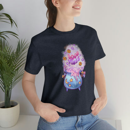 Witchy Good Vibes Smiley Cauldron Tee - Unisex Shirt
