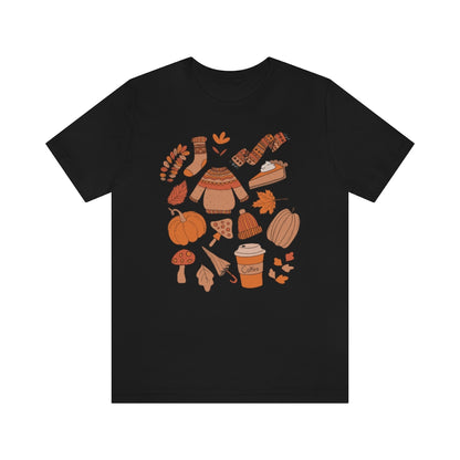 Pumpkin Spice And Mushrooms Fall Doodles Tee - Unisex Shirt