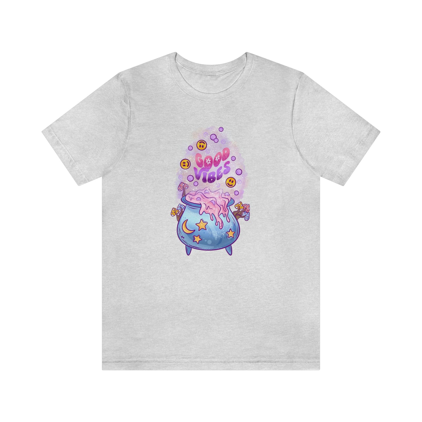 Witchy Good Vibes Smiley Cauldron Tee - Unisex Shirt