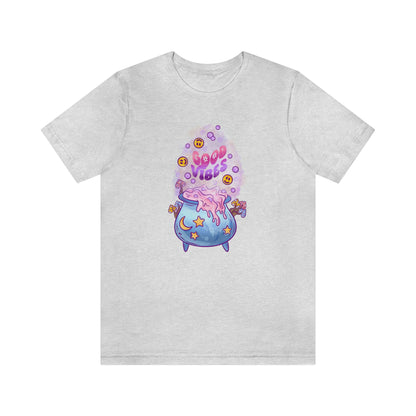 Witchy Good Vibes Smiley Cauldron Tee - Unisex Shirt