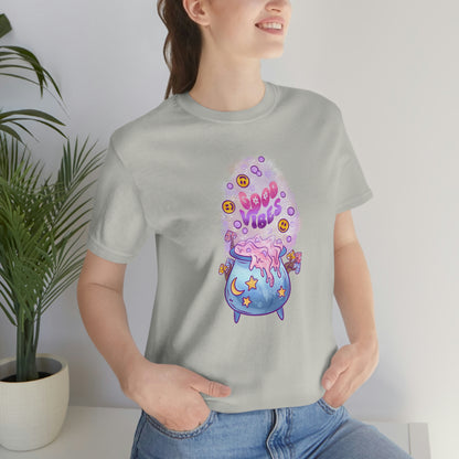 Witchy Good Vibes Smiley Cauldron Tee - Unisex Shirt
