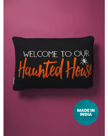 Welcome to Our Haunted House Pillow