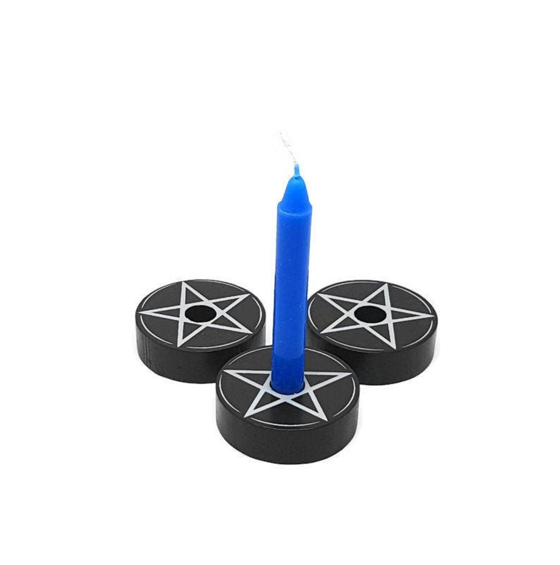 Black Pentagram Spell Candle Holder