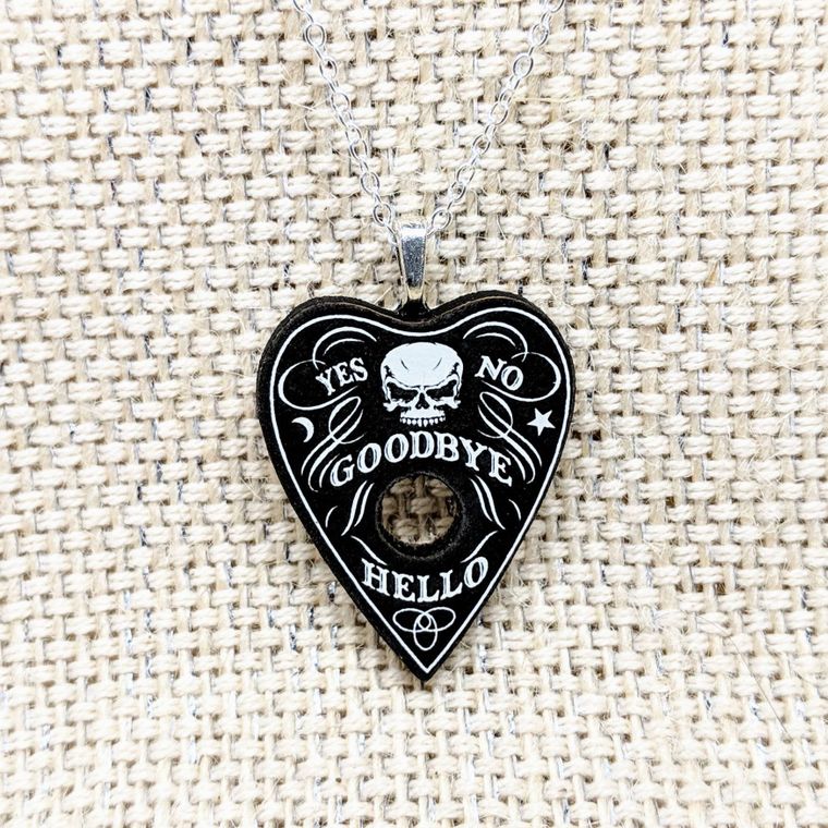 Skull Black Spirit Board Planchette Ouija Pendant Necklace